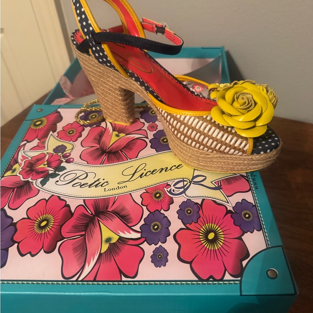 Poetic License Yellow Floral and Tan Heels